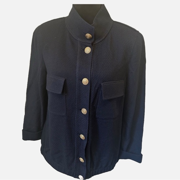 NEW St John Women’s Santana Knit Blazer Jacket High Collar Quiet Luxury Office